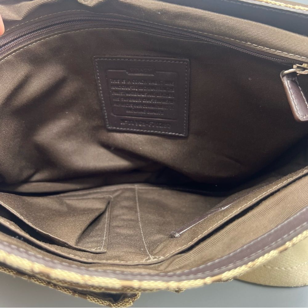 Coach Signature Leather Canvas Jacquard Tan Messenger Bag - Picture 3 of 8
